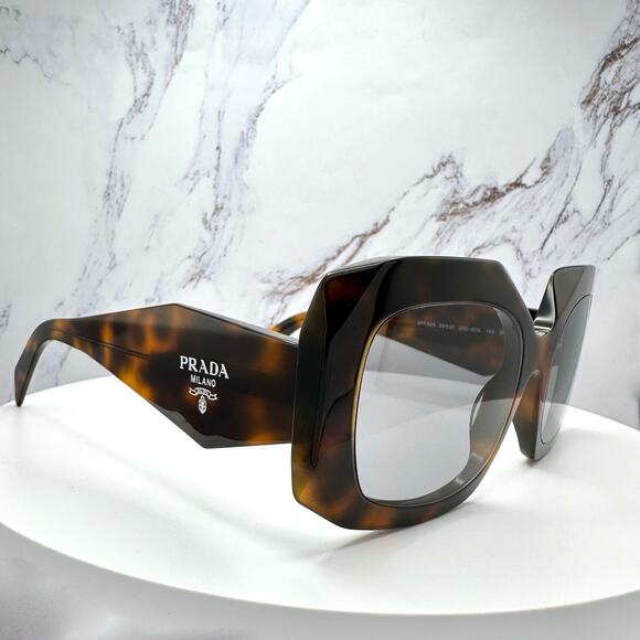 New PRADA Sunglasses Brown Juniper Tortoise Gray Lens Square - Picture 16 of 16